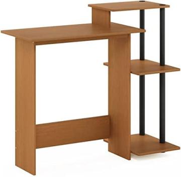 Furinno Efficient Home Desk, Square Side Shelves, Light Cherry/Black