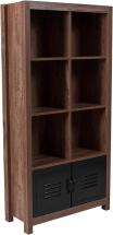 Flash Furniture New Lancaster Collection Storage Bookcase in Crosscut Oak Wood Grain Finish