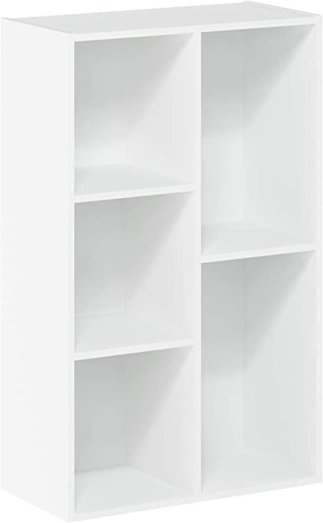 Furinno Luder Bookcase Book Storage, 5-Cube, White