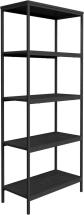 Lavish Home 5-Tier Bookshelf - Open Industrial Style Etagere Wooden Shelving Unit - Black Woodgrain