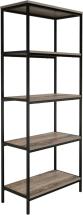 Lavish Home 5-Tier Bookshelf - Open Industrial Style Etagere Wooden Shelving Unit - Gray Woodgrain