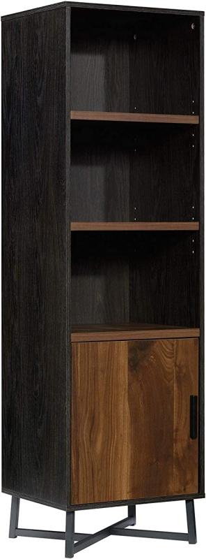 Sauder Canton Lane Bookcase with Door, L: 17.99" x W: 15.55" x H: 60.12", Brew Oak Finish