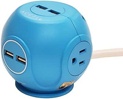 Accell Power Cutie - Compact Surge Protector with 3 Tamper Resistant 540JAC outlets, Blue