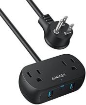 Anker USB Power Strip, Small Power Strip with 2 Outlets and 2 USB Charger (Black)