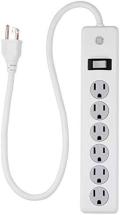 GE Power Strip Surge Protector, 6 Outlets, 2ft Power Cord, White