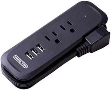 NTONPOWER Travel Power Strip with USB - NTONPOWER 2 Outlets 3 USB Charging Station - Black