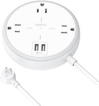 NTONPOWER Flat Plug Power Strip with USB Ports, NTONPOWER 3 Widely Spaced Outlets, White