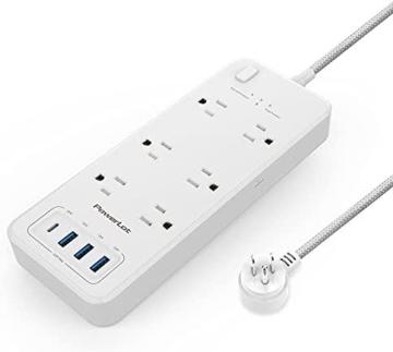 PowerLot Power Strip Surge Protector,PowerLot USB Power Strip with 6 AC Outlets & 4 USB Ports