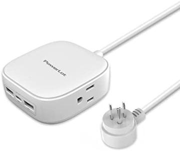 PowerLot Power Strip with USB C - PowerLot Flat Plug with 2 Widely AC Outlet and 3 USB
