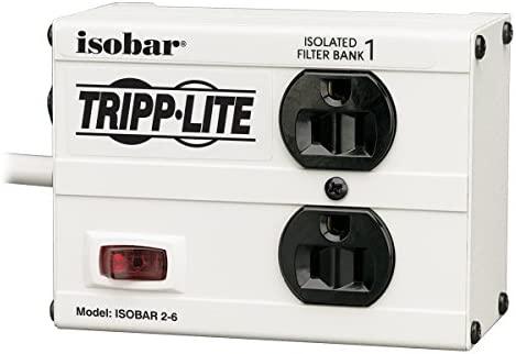 Tripp Lite IBAR2-6D Isobar 2 Outlet Surge Protector Power Strip, Right-Angle Plug, Metal