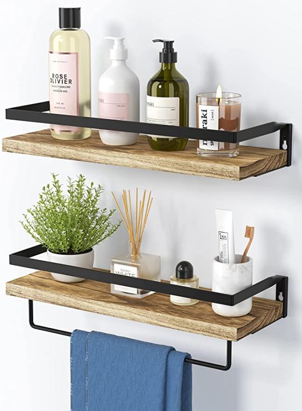 AMADA Floating Shelves, Bathroom Shelf with Towel Bar