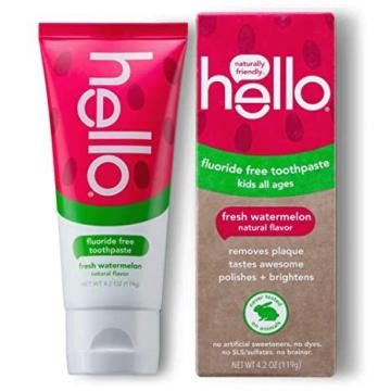 Hello Natural Watermelon Flavor Kids Fluoride Free Toothpaste, 4.2 Ounce