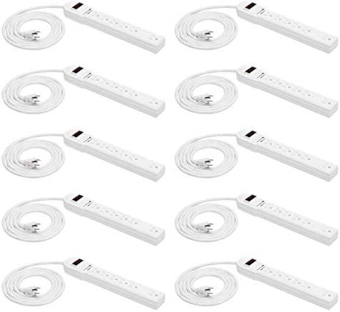 Amazon Basics 6-Outlet Surge Protector Power Cord Strip, White