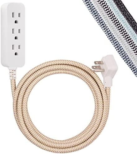 Cordinate Designer 3-Outlet Power Strip with Surge Protection, Brown/White