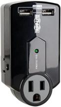 Tripp Lite 3 Outlet Portable Surge Protector Power Strip, Direct Plug In, 2 USB
