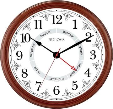 Bulova Daily Wall Clock, 18", Brown Cherry