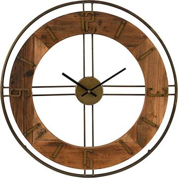 Creative Co-Op Metal and Fir Wood Dia Wall Clock, Brown