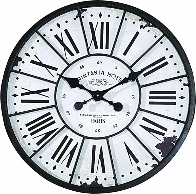 Creative Co-Op DE1176 Turn of The Century Style Metal and Wood Wall Clock