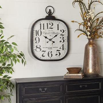 Deco 79 Metal Glass Wall Clock 18" W, 26" H-52560, 18" x 26", Black