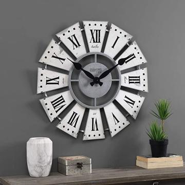 FirsTime & Co. White Numeral Farmhouse Windmill Clock, Aged White, 24 x 2 x 24 ,