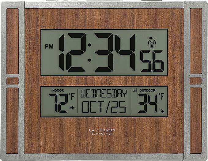 La Crosse Technology Atomic Digital Wall Clock, 11.00" L x 1.10" W x 8.54" H, Golden Brow