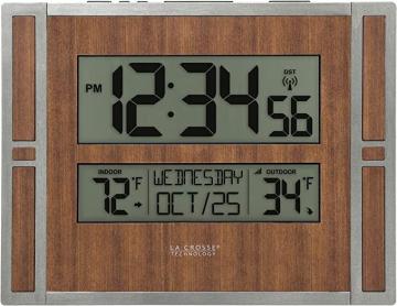 La Crosse Technology Atomic Digital Wall Clock, 11.00" L x 1.10" W x 8.54" H, Golden Brow