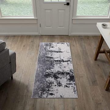 Edenbrook Abstract Distressed Area Rug-Gray, Black, 2.5x6 Rug