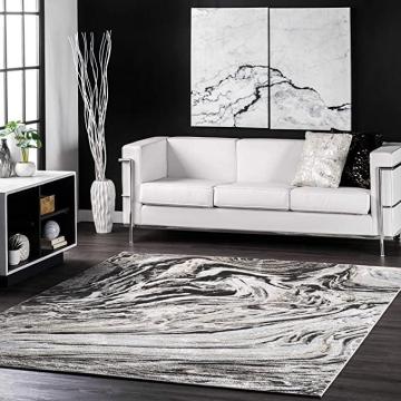 nuLOOM Drea Marble Abstract Area Rug, 6' 7" x 9', Grey