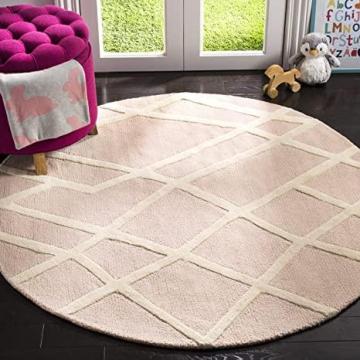 Safavieh Kids Collection 5' x 5' Round Pink Ivory Handmade Abstract Wool Area Rug
