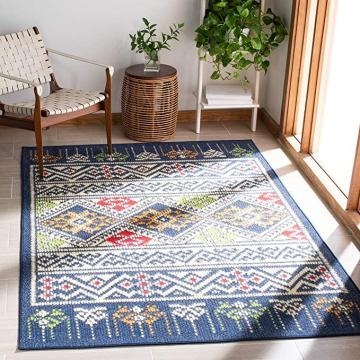 Safavieh Journey Collection 8'9" x 12' Blue/Ivory Moroccan Boho Tribal Area Rug