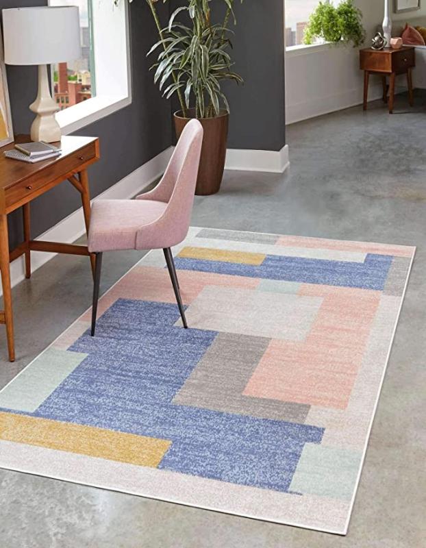 Unique Loom Lotus Collection Modern Patchwork Multi Area Rug 8' x 10' 0