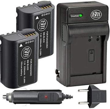 BM Premium 2 Pack of DMW-BLK22 High Capacity Battery and Battery Charger for Panasonic Lumix