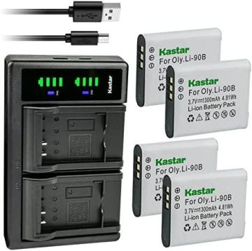 Kastar 4-Pack Battery and LTD2 USB Charger Replacement for Ricoh