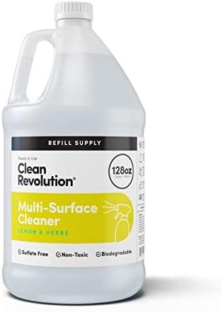 Clean Revolution Multi-Surface Cleaner Refill Supply, Lemon & Herbs, 128 Fl Oz