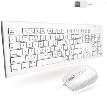 Macally 104 Key USB Wired Keyboard and Mouse Combo (MKEYECOMBO), White