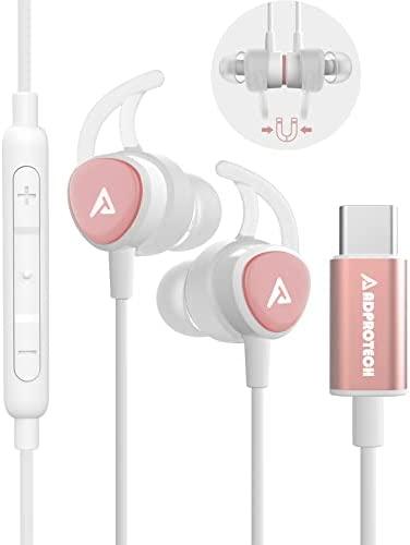 Adprotech USB C Headphones, ADPROTECH Type C Earbuds Magnetic Wired Earphones with Microphone