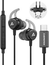 Adprotech USB C Headphones, ADPROTECH Type C Earbuds Magnetic Wired Earphones with Microphone, Black
