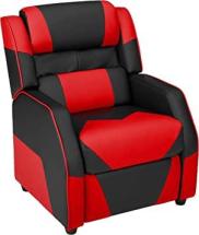 Amazon Basics Kids/Youth Gaming Recliner with Headrest and Back Pillow, 3+ Age Group, Black and Red