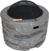 Christopher Knight Home 304484 Dione Outdoor 32" Wood Burning Concrete Round Fire Pit, Grey