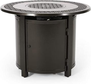 Christopher Knight Home 312973 Richard Outdoor Round Aluminum Fire Pit, Hammered Bronze
