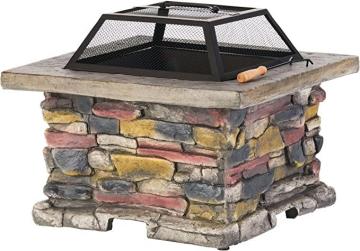 Christopher Knight Home Corporal Natural Stone Square Fire Pit, Light Gray