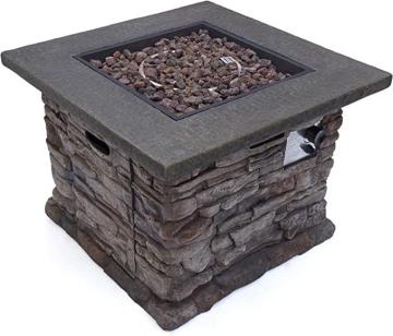 Christopher Knight Home Stonewall Outdoor Square Fire Pit - 40,000 BTU, Natural Stone