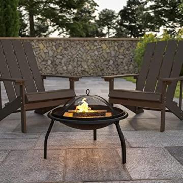 Flash Furniture 22.5" Foldable Wood Burning Firepit with Mesh Spark Screen and Poker