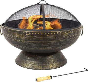 Sunnydaze Large Outdoor Fire Pit Bowl - 30-Inch Round Wood-Burning Patio & Backyard Fire Pit