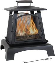 Sunnydaze Pagoda Style Steel Fire Pit - Metal Wood-Burning Enclosed Outdoor Fireplace