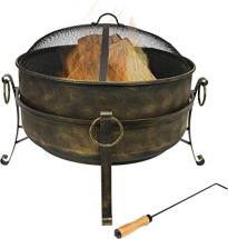 Sunnydaze Cauldron Outdoor Fire Pit - 24 Inch Deep Bonfire Wood Burning Patio & Backyard Firepit