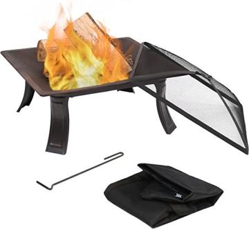 Sunnydaze Wood Burning Fire Pit - Square Portable Campfire On-The-Go - Folding Legs