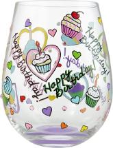 Enesco Designs by Lolita Birthday Cupcakes Hand-Painted Artisan Stemless Wine Glass
