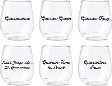 TOSSWARE POP 14oz Vino Quarantine Wine Series, SET OF 6, Premium Quality Plastic Wine Glasses
