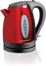 Hamilton Beach Electric Tea Kettle, 1.7 L, Cordless, Red Stainless Steel